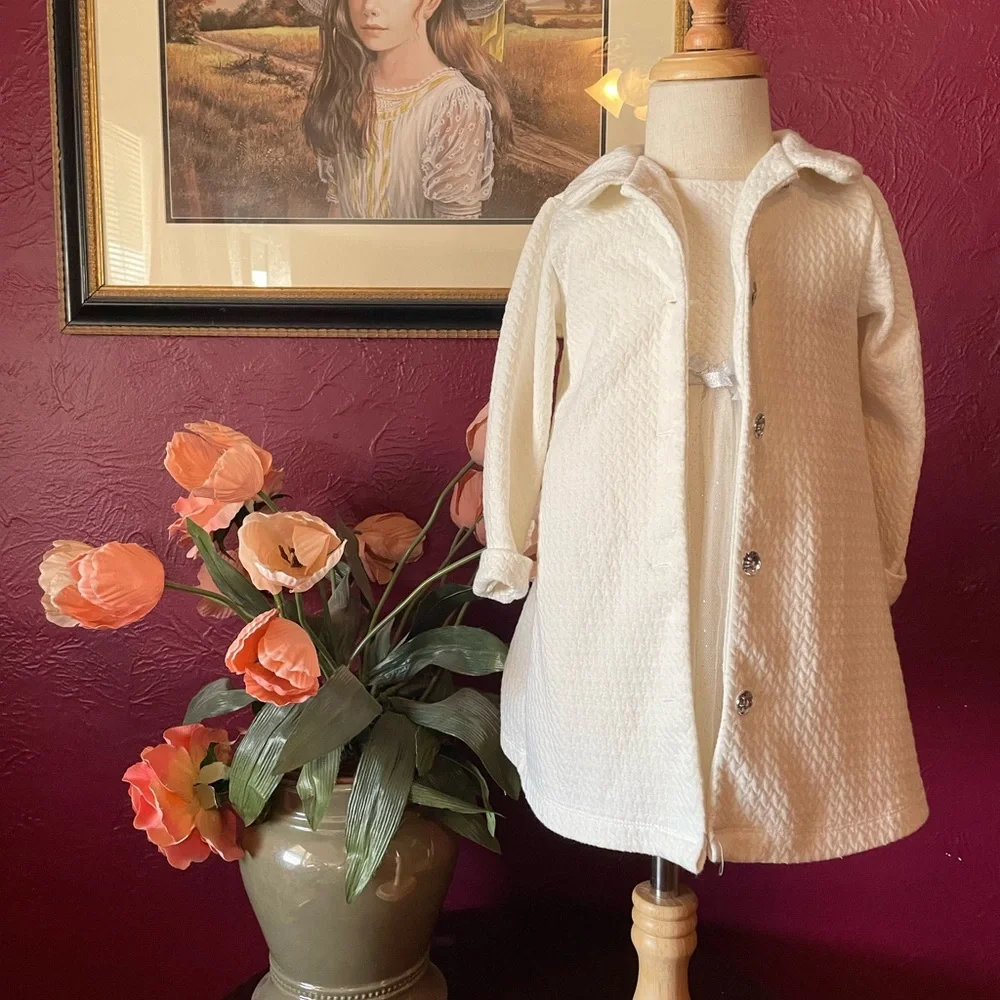 Brand: Nannette, 2t white with silver spring/summer dress with long sleeve coat - Picture 13 of 14